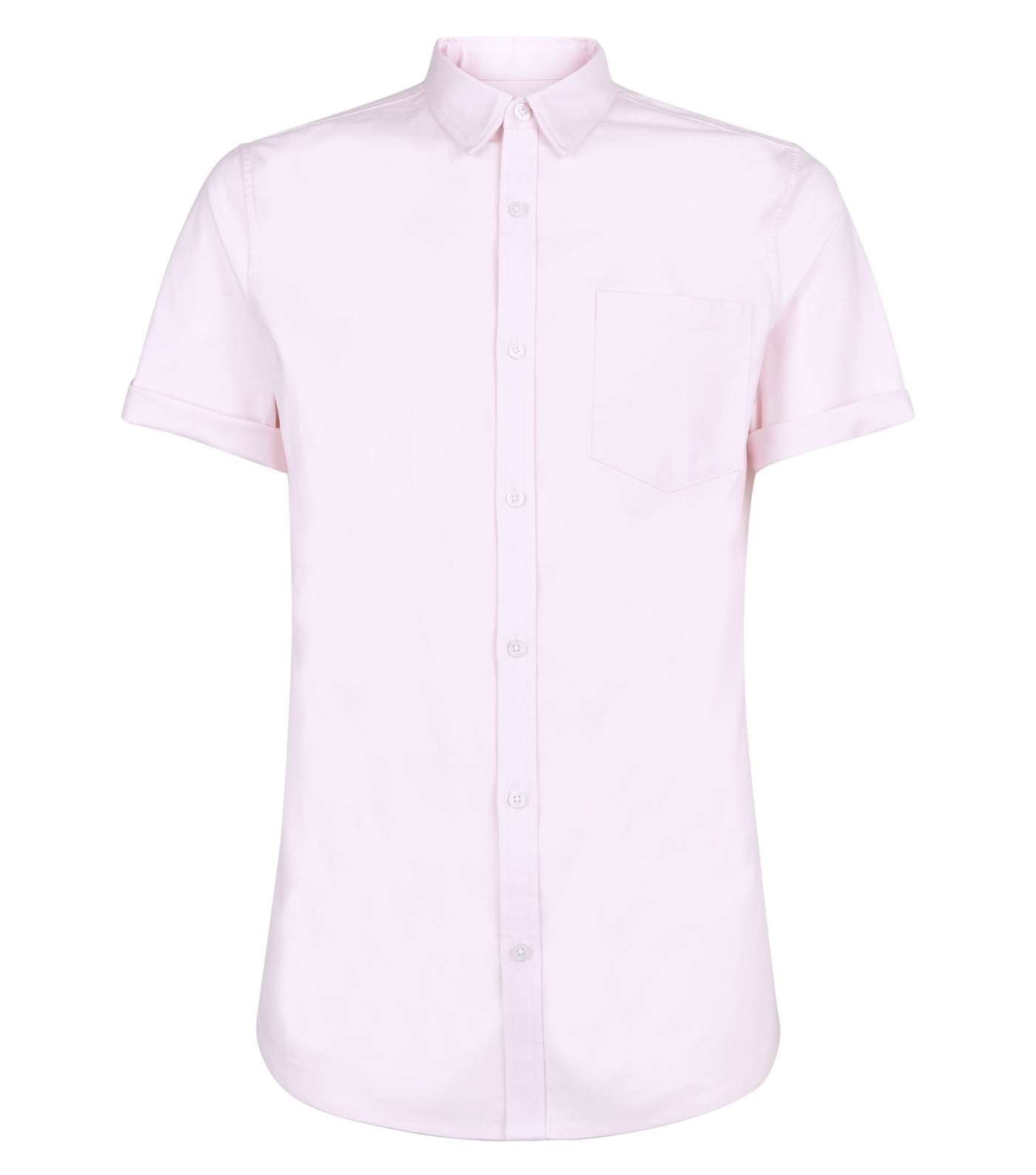 Pink Short Sleeve Muscle Fit Oxford Shirt Image 4