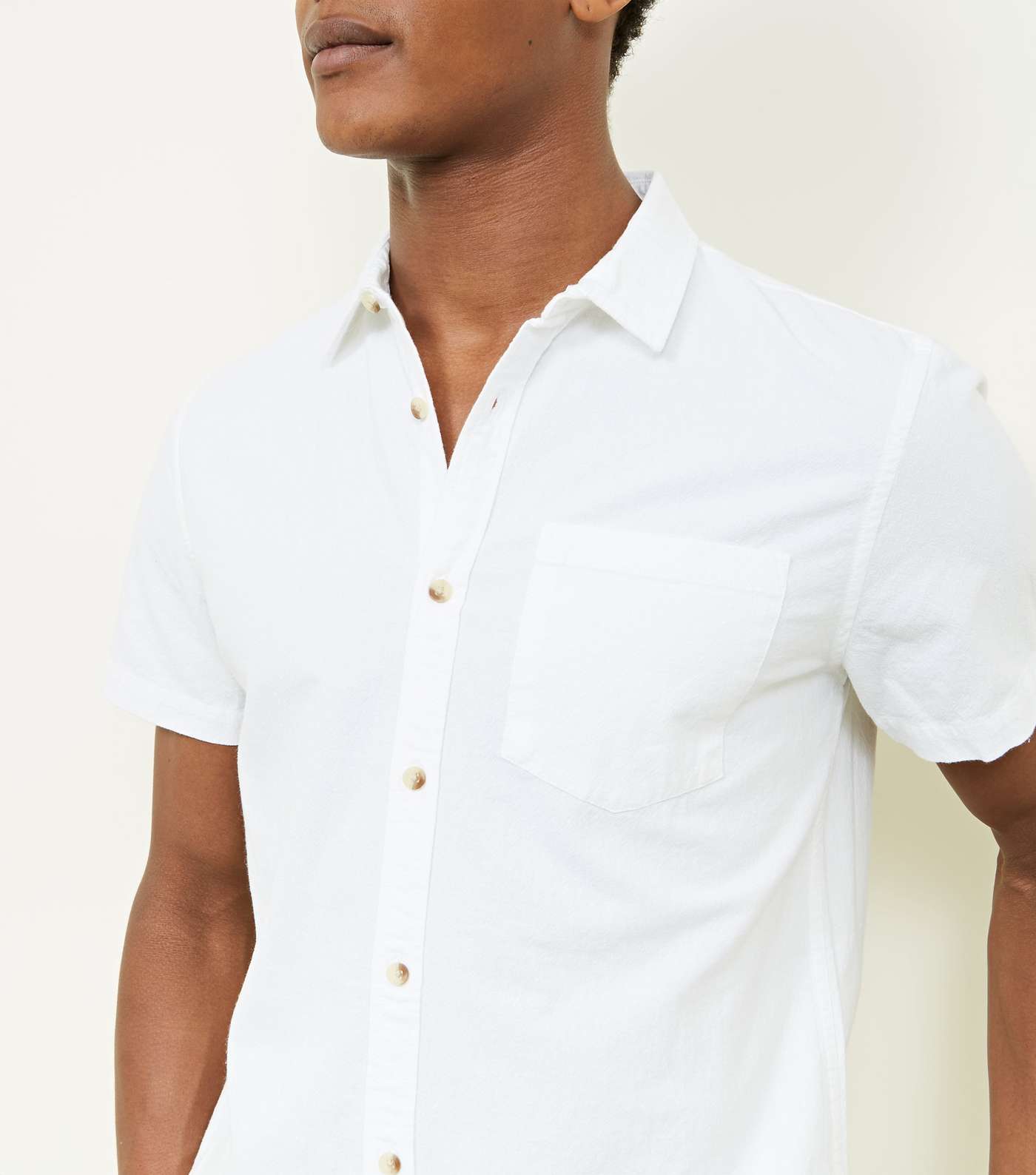 White Textured Short Sleeve Shirt Image 5