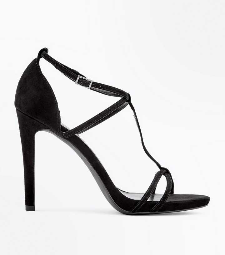 Black Suedette T-Bar Barely There Sandals