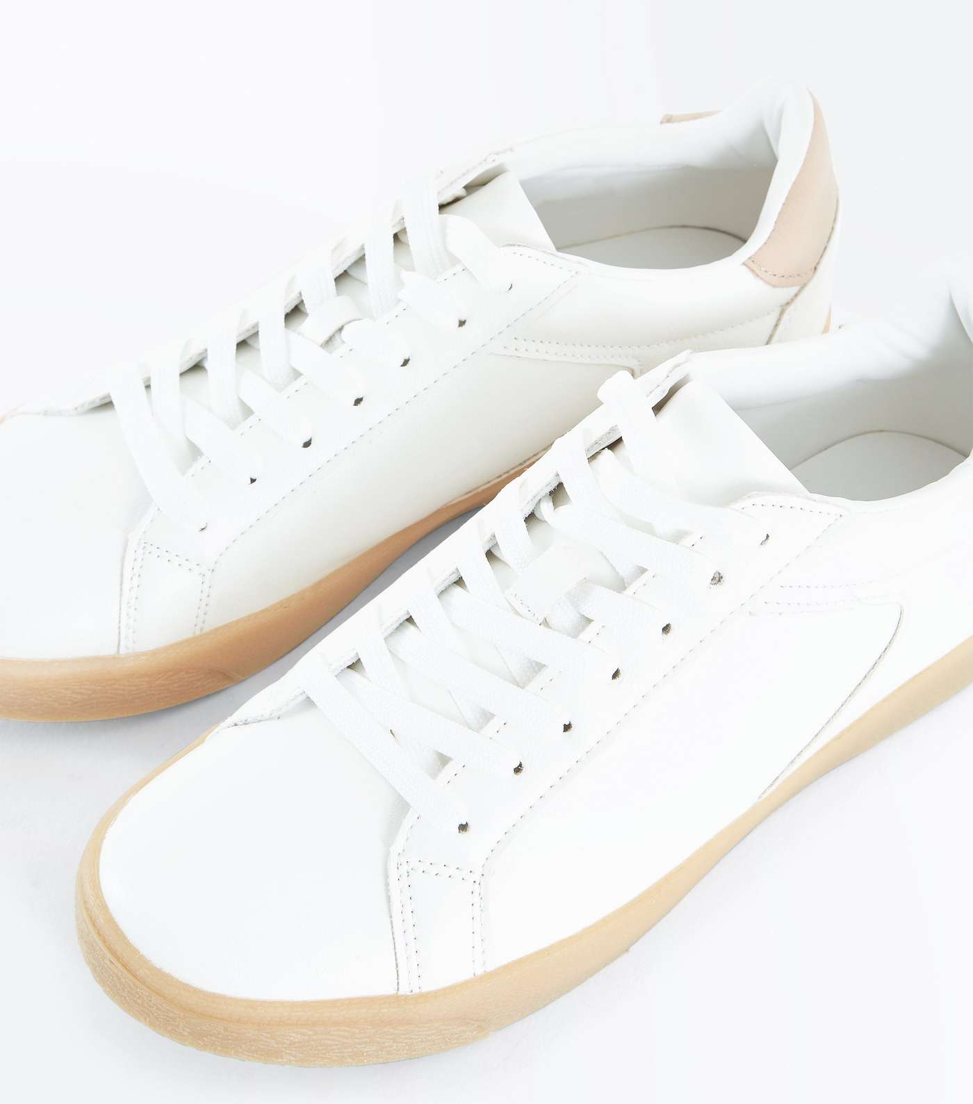 White Gum Sole Lace Up Trainers Image 4