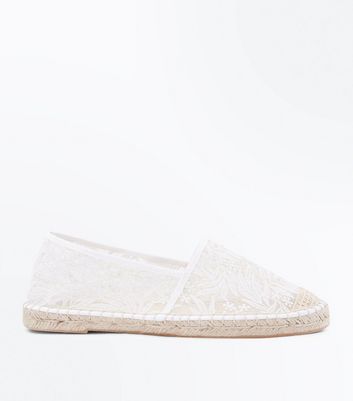 White Lace Flat Espadrilles | New Look