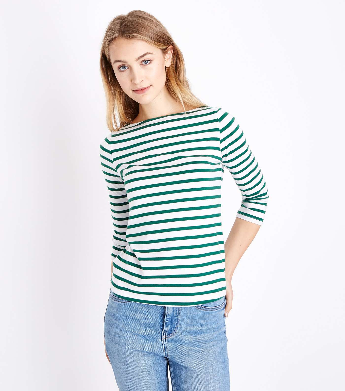 Green Stripe Organic Cotton Mix 3/4 Sleeve T-Shirt
