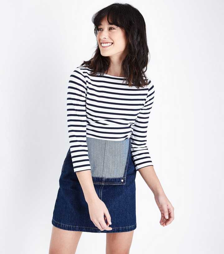 Blue Stripe Organic Cotton Mix 3/4 Sleeve T-Shirt