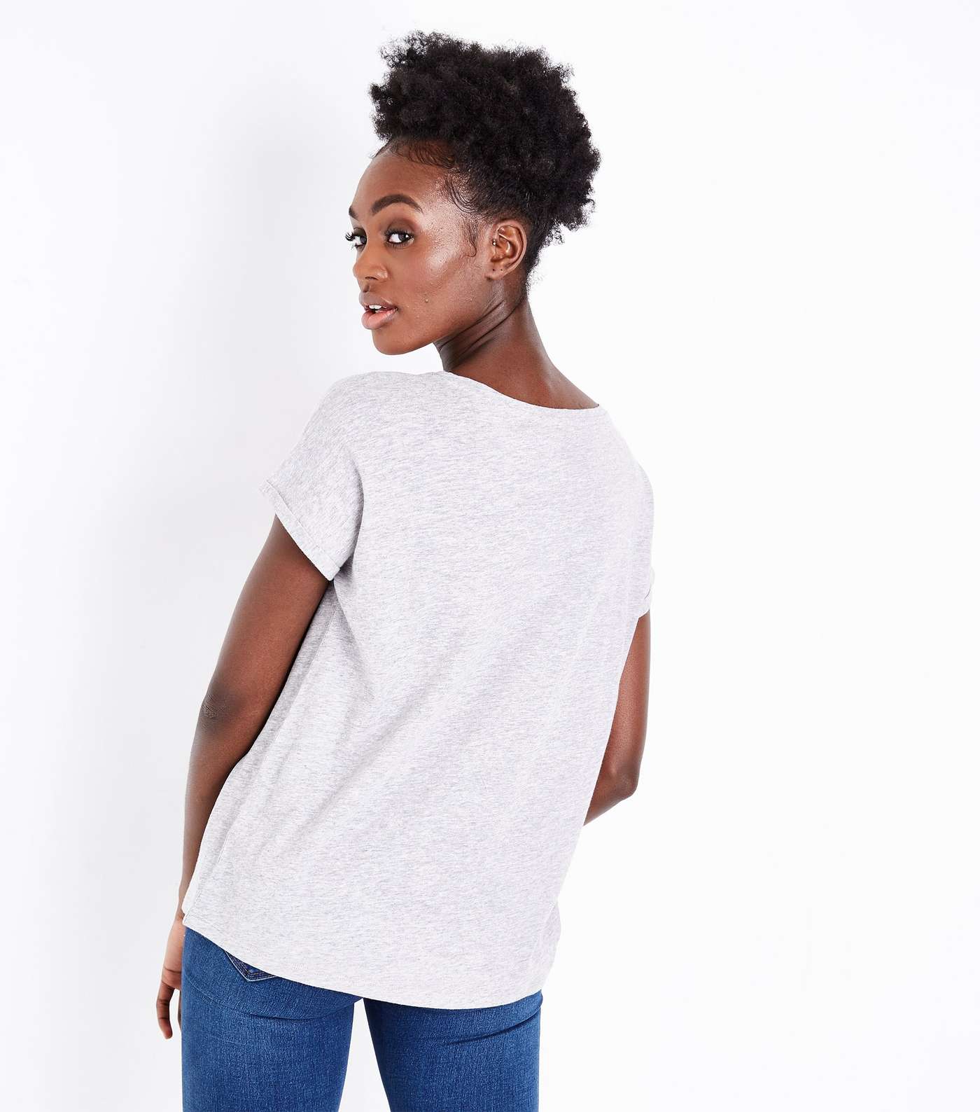 Grey Marl Organic Cotton Pocket Front T-Shirt Image 3