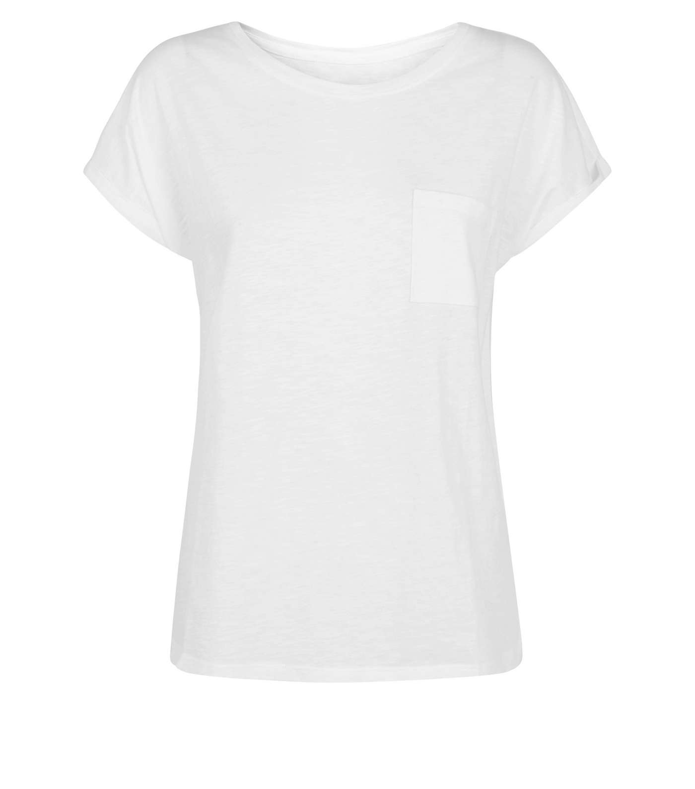White Organic Cotton Pocket Front T-Shirt Image 4