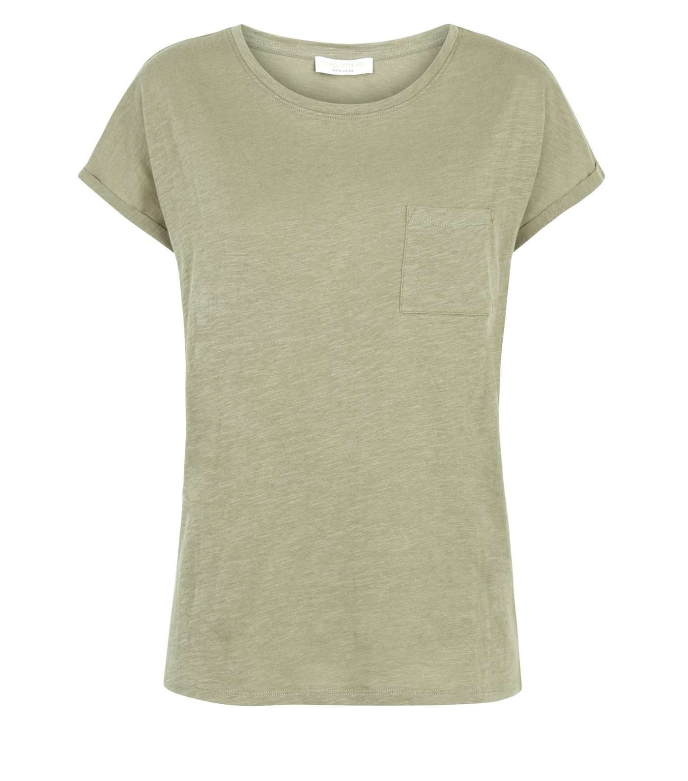 Olive Green Organic Cotton Pocket Front T-Shirt Image 4