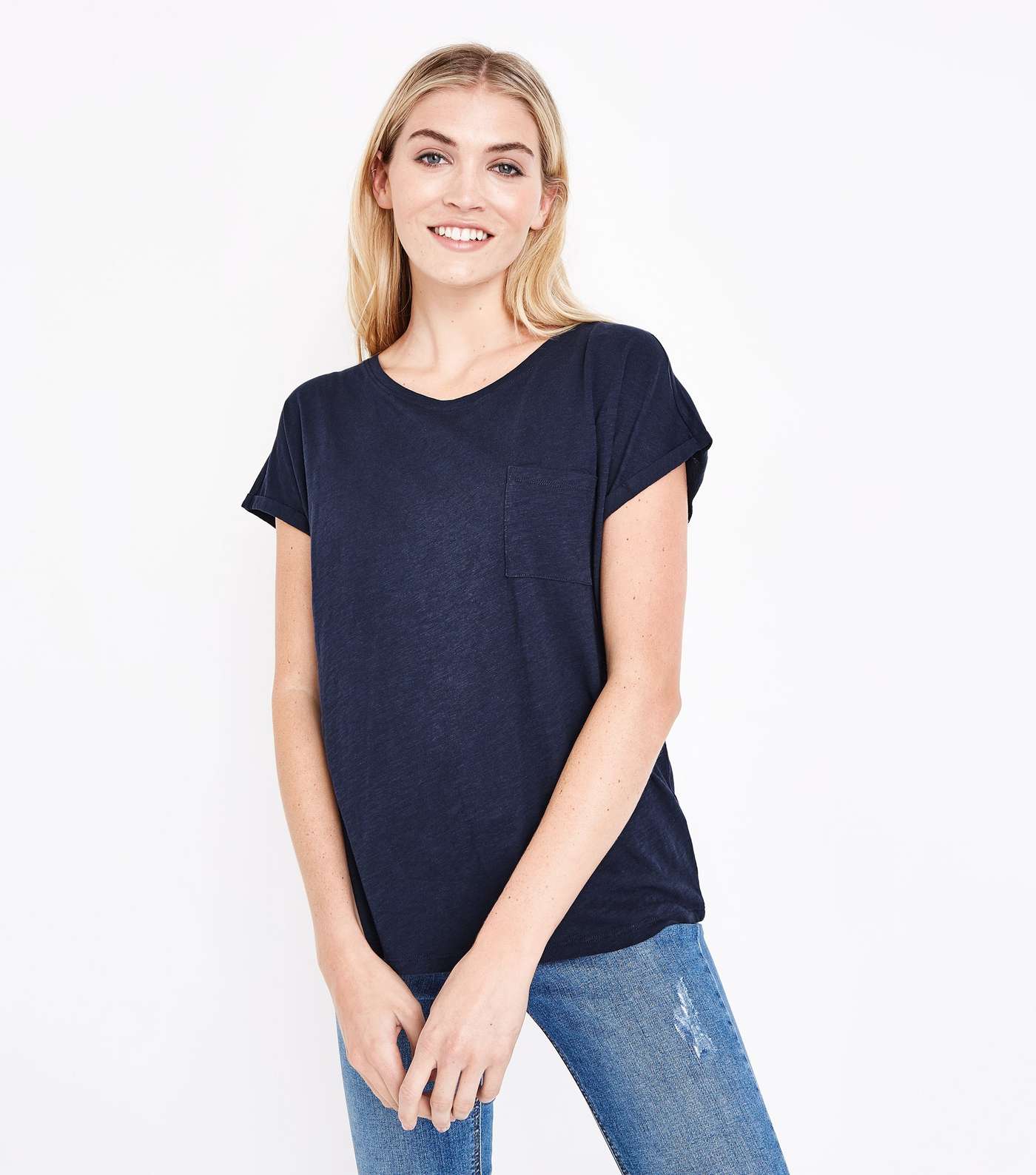 Navy Organic Cotton Pocket Front T-Shirt