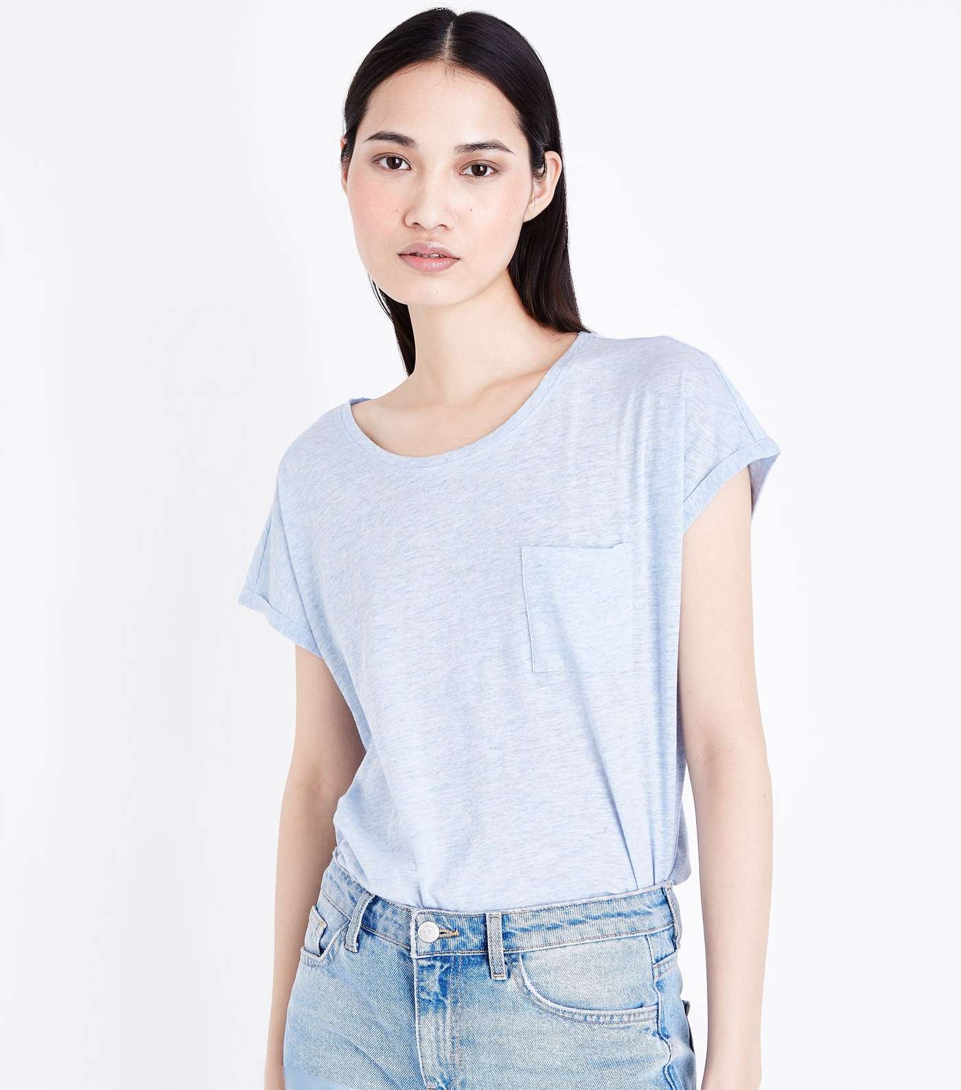 Pale Blue Organic Cotton Pocket Front T-Shirt