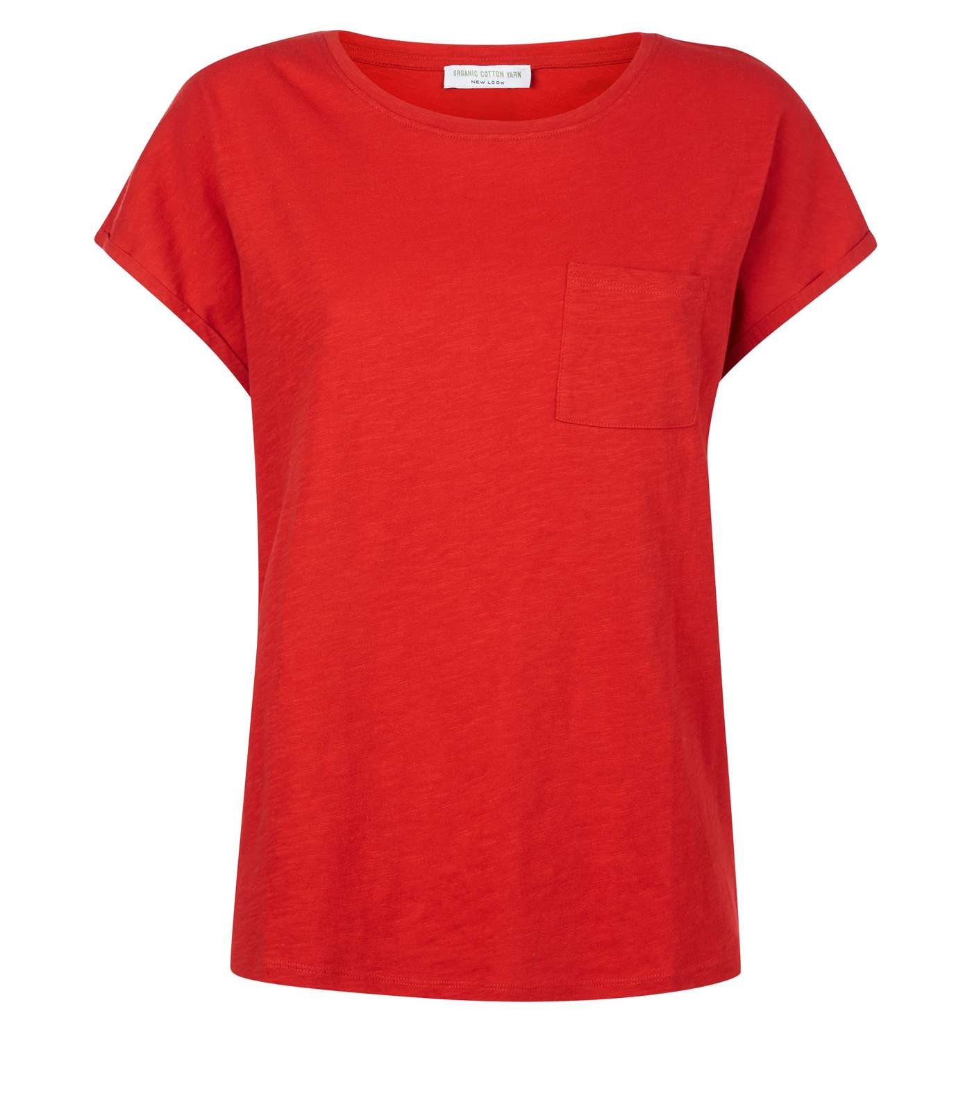 Red Organic Cotton Pocket Front T-Shirt Image 4