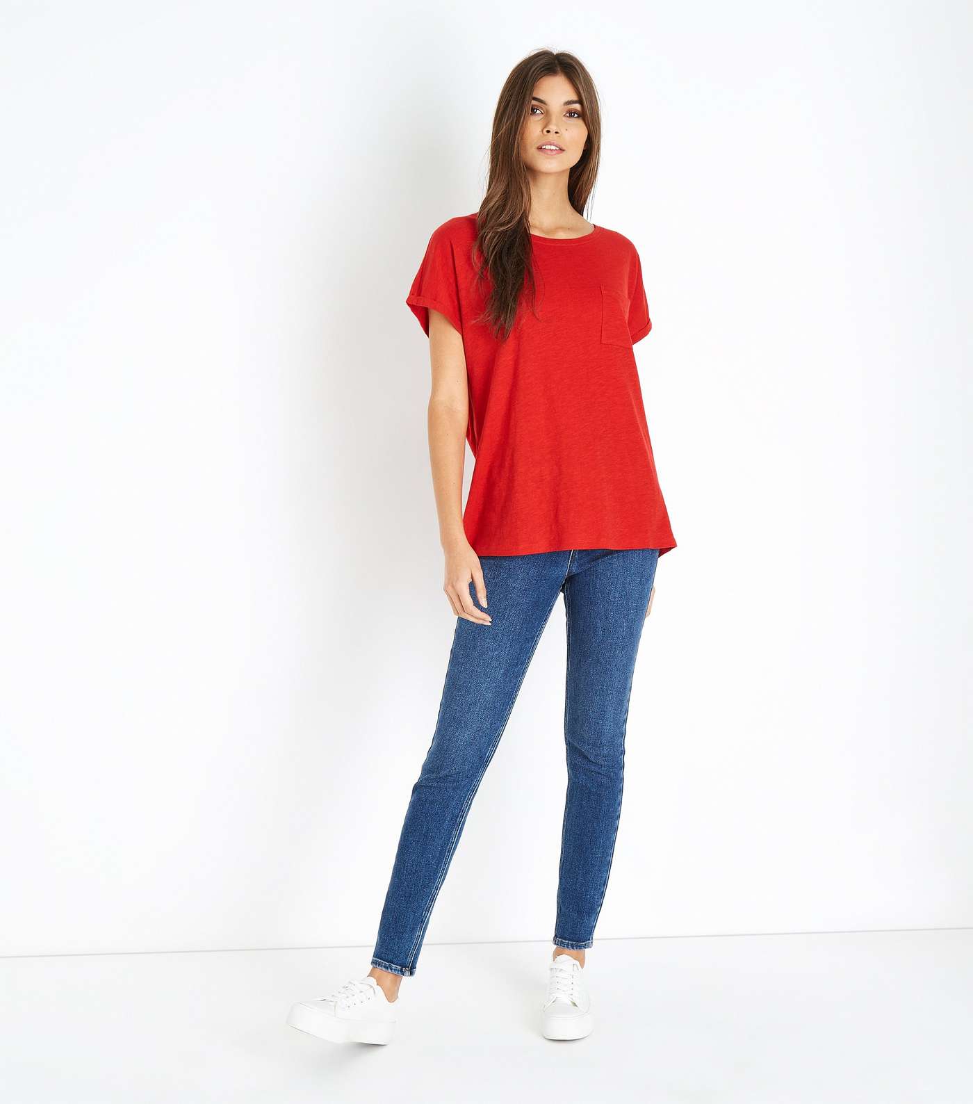 Red Organic Cotton Pocket Front T-Shirt Image 2