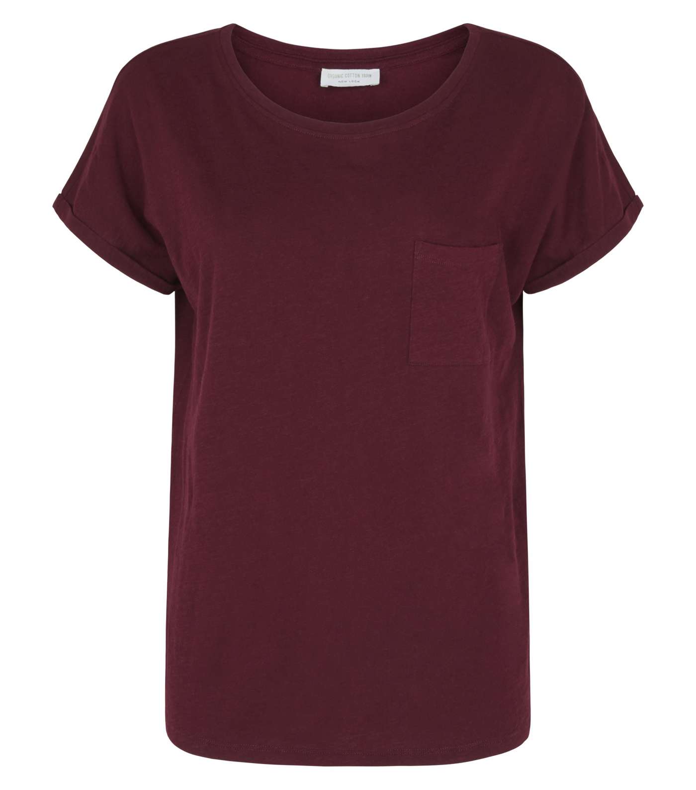 Burgundy Organic Cotton Pocket Front T-Shirt Image 4