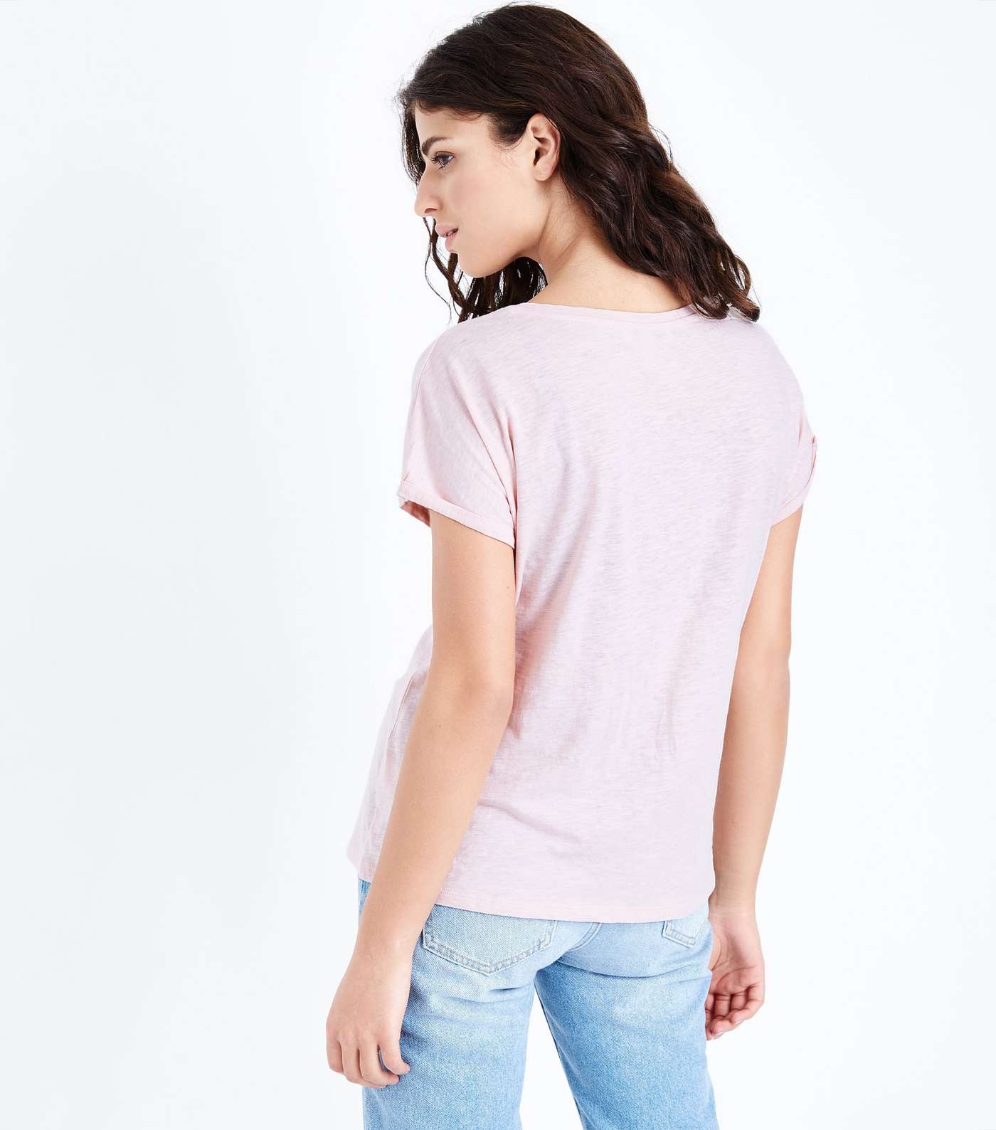 Pink Organic Cotton Pocket Front T-Shirt Image 3