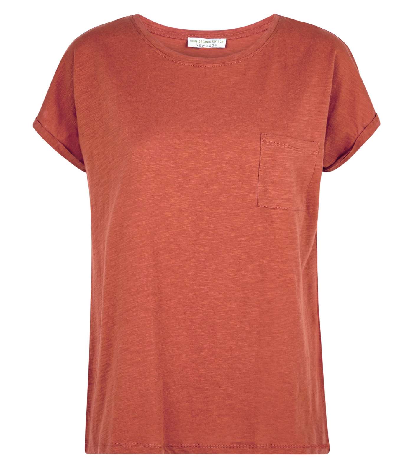 Coral Organic Cotton Pocket Front T-Shirt Image 4