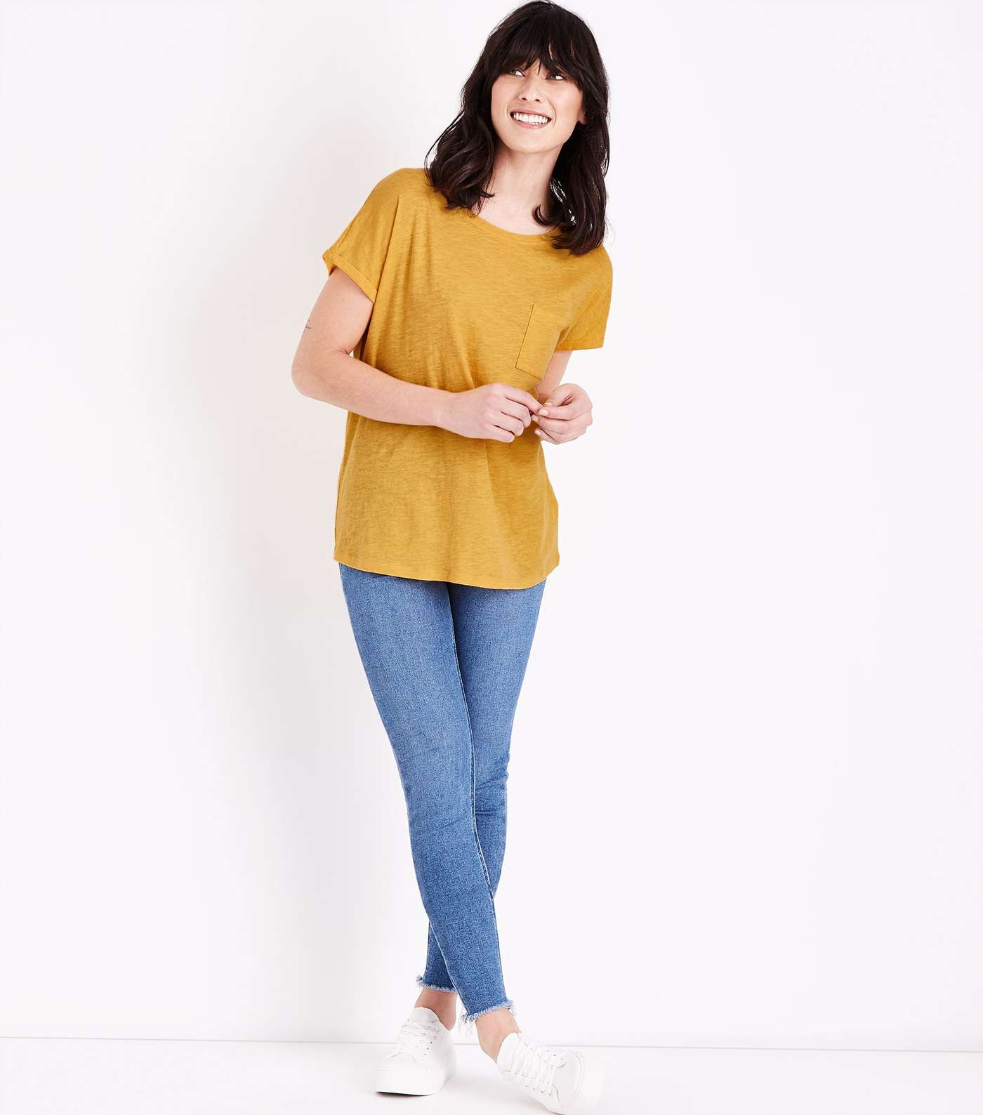 Yellow Organic Cotton Pocket Front T-Shirt Image 2