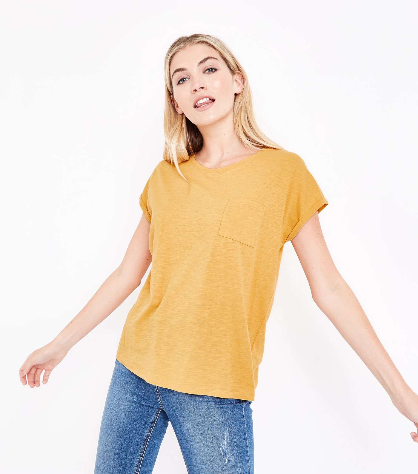 Mustard Organic Cotton Pocket Front T-Shirt