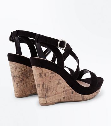 Strappy cork hot sale wedges