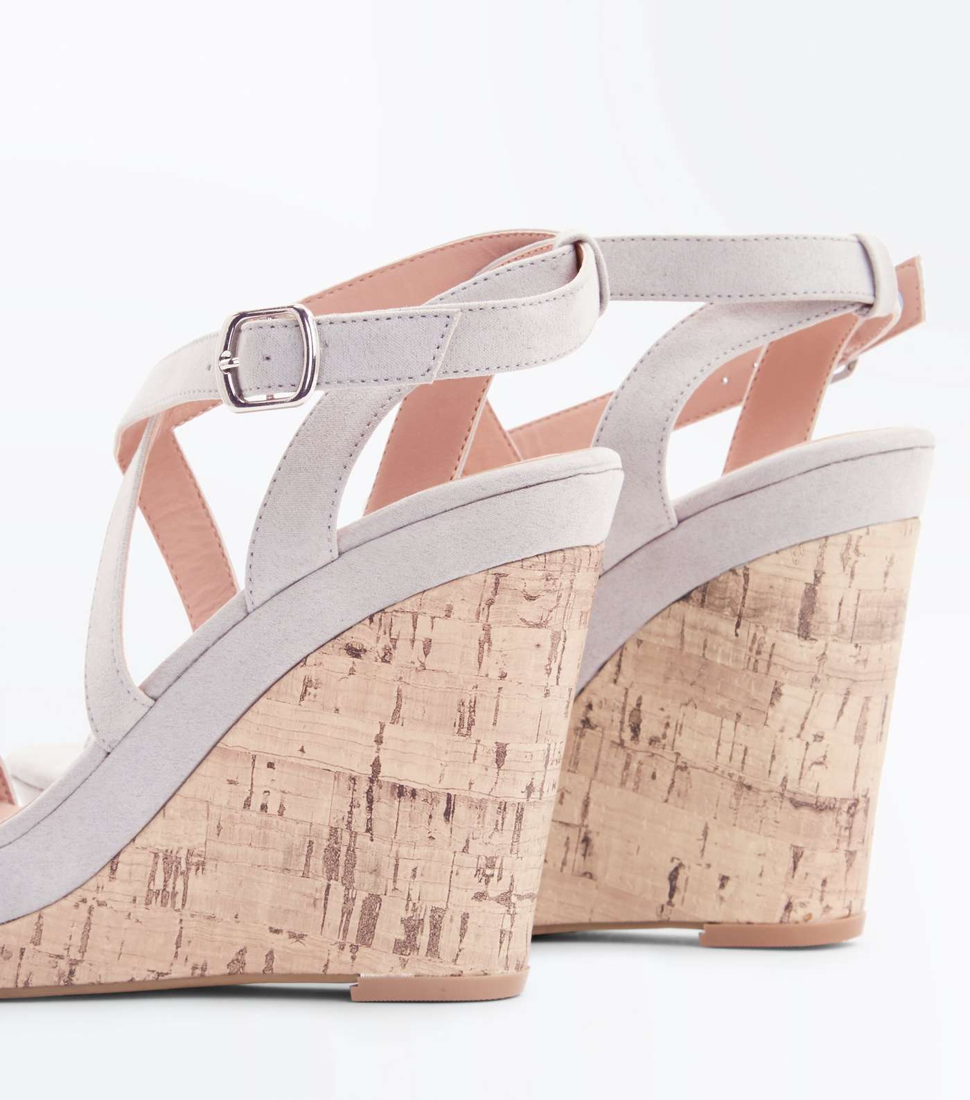 Mint Green Suedette Strappy Cork Wedges Image 4