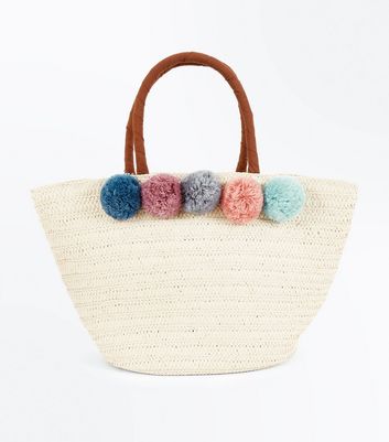 Pom pom cheap beach bag matalan