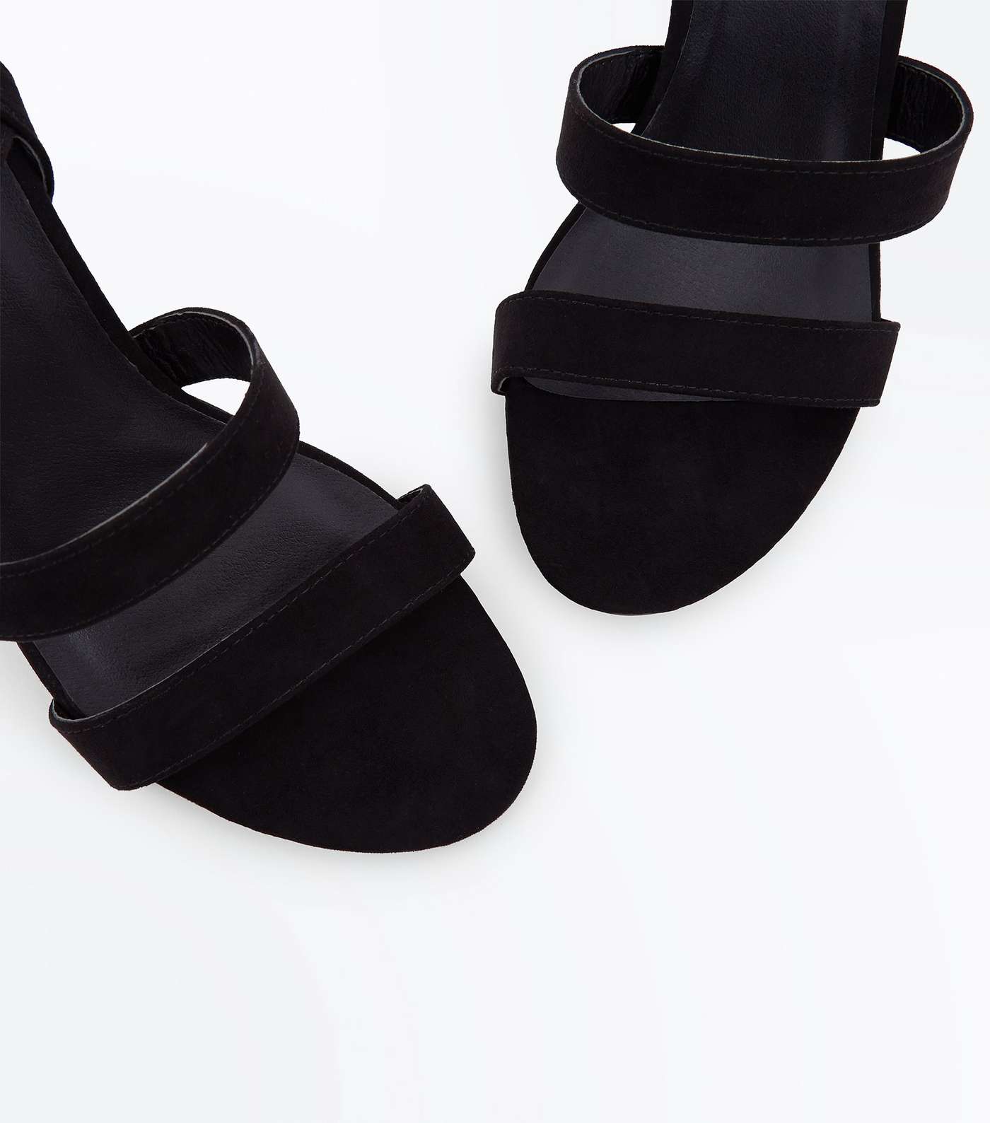 Black Suedette Western Buckle Heeled Sandals Image 4