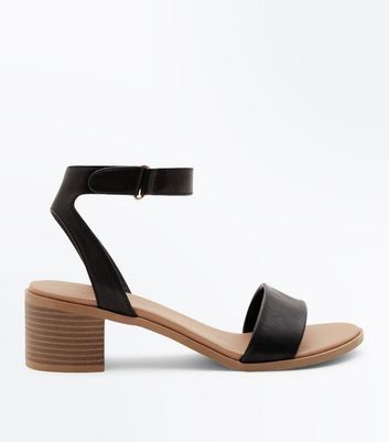 low block heel sandals black