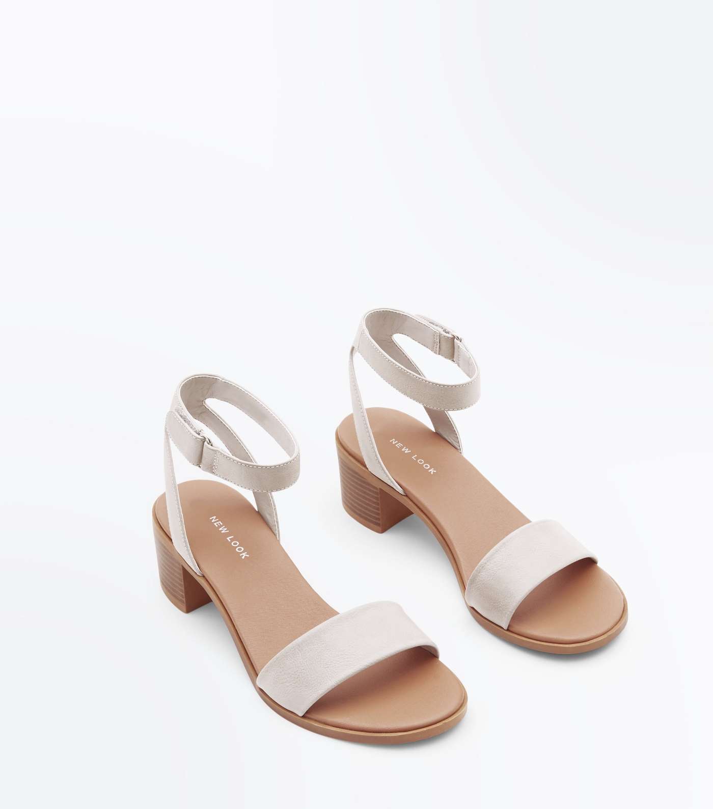 Grey Low Block Heel Flexible Sole Sandals Image 4