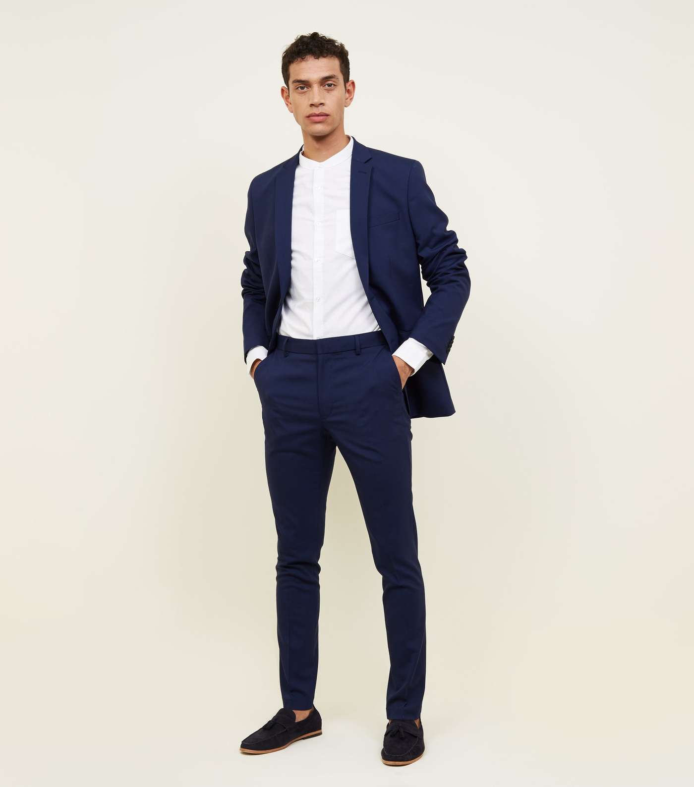 Bright Blue Slim Fit Suit Trousers Image 2