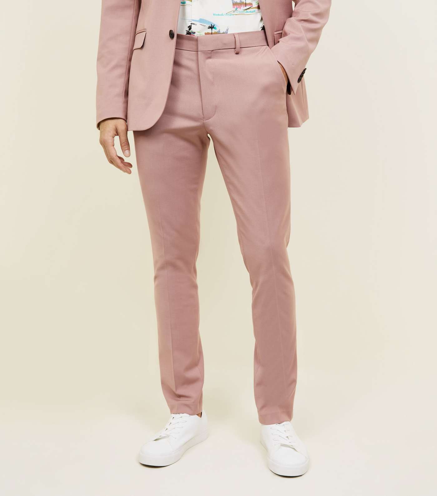 Pink Slim Fit Suit Trousers