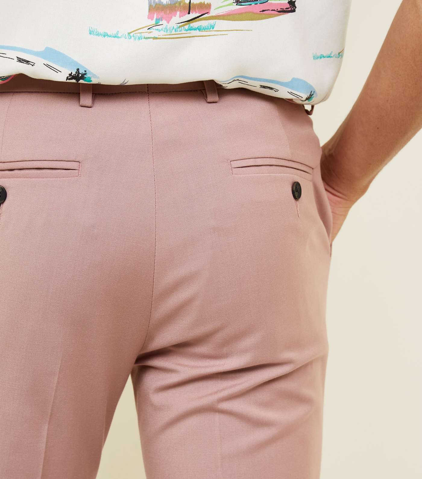 Pink Slim Fit Suit Trousers Image 5