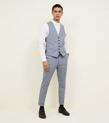 Grey Herringbone Skinny Cropped Suit 