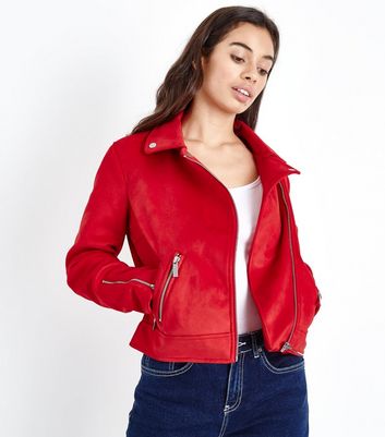 New look red leather jacket hotsell