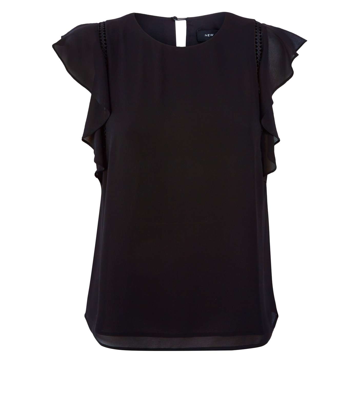 Black Cut Out Frill Sleeve Top Image 4