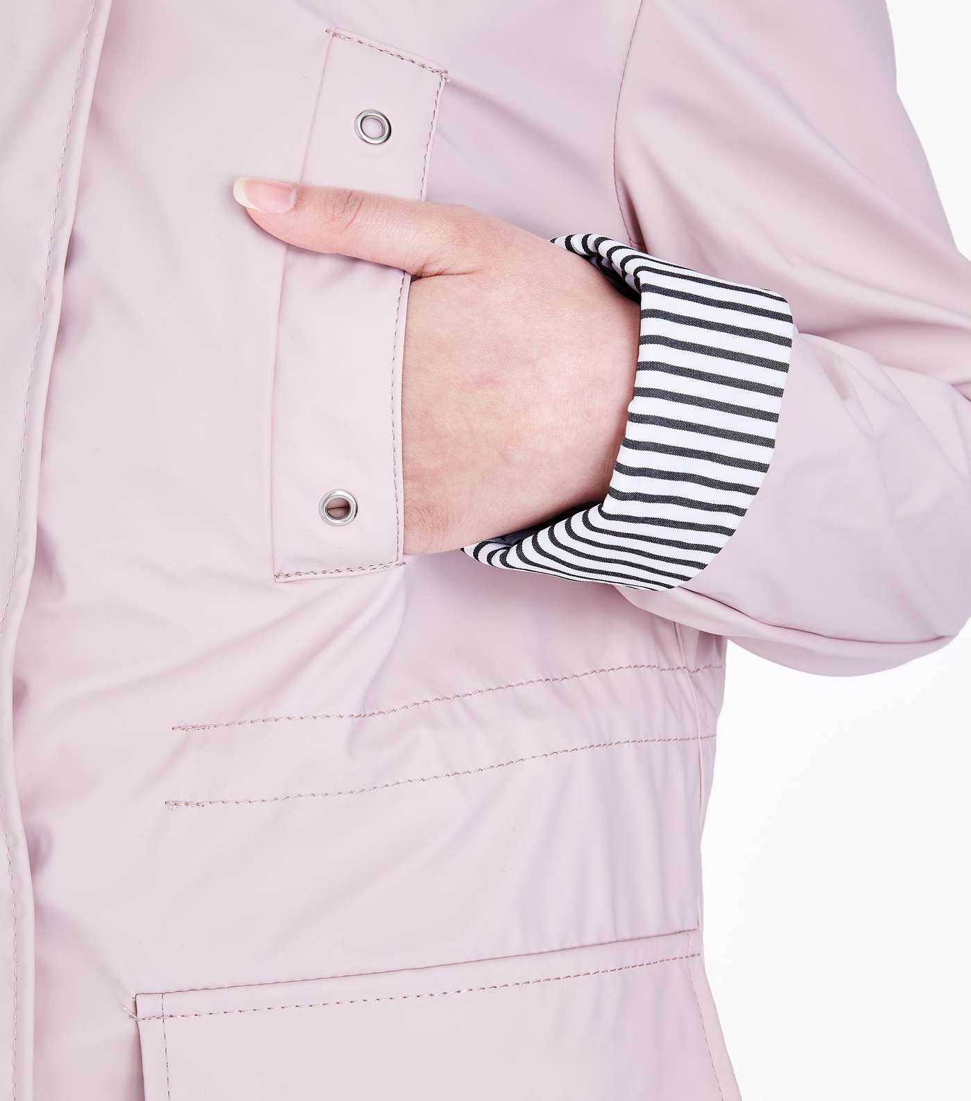 Petite Pale Pink Stripe Lined Anorak Image 6