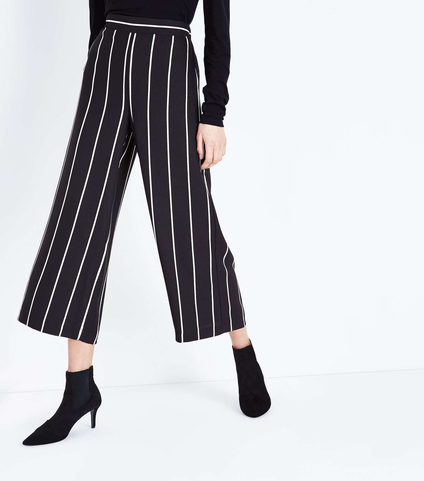 Black Stripe Cropped Trousers Image 2