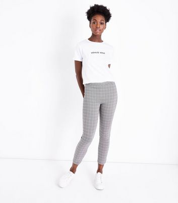 skinny stretch check trousers