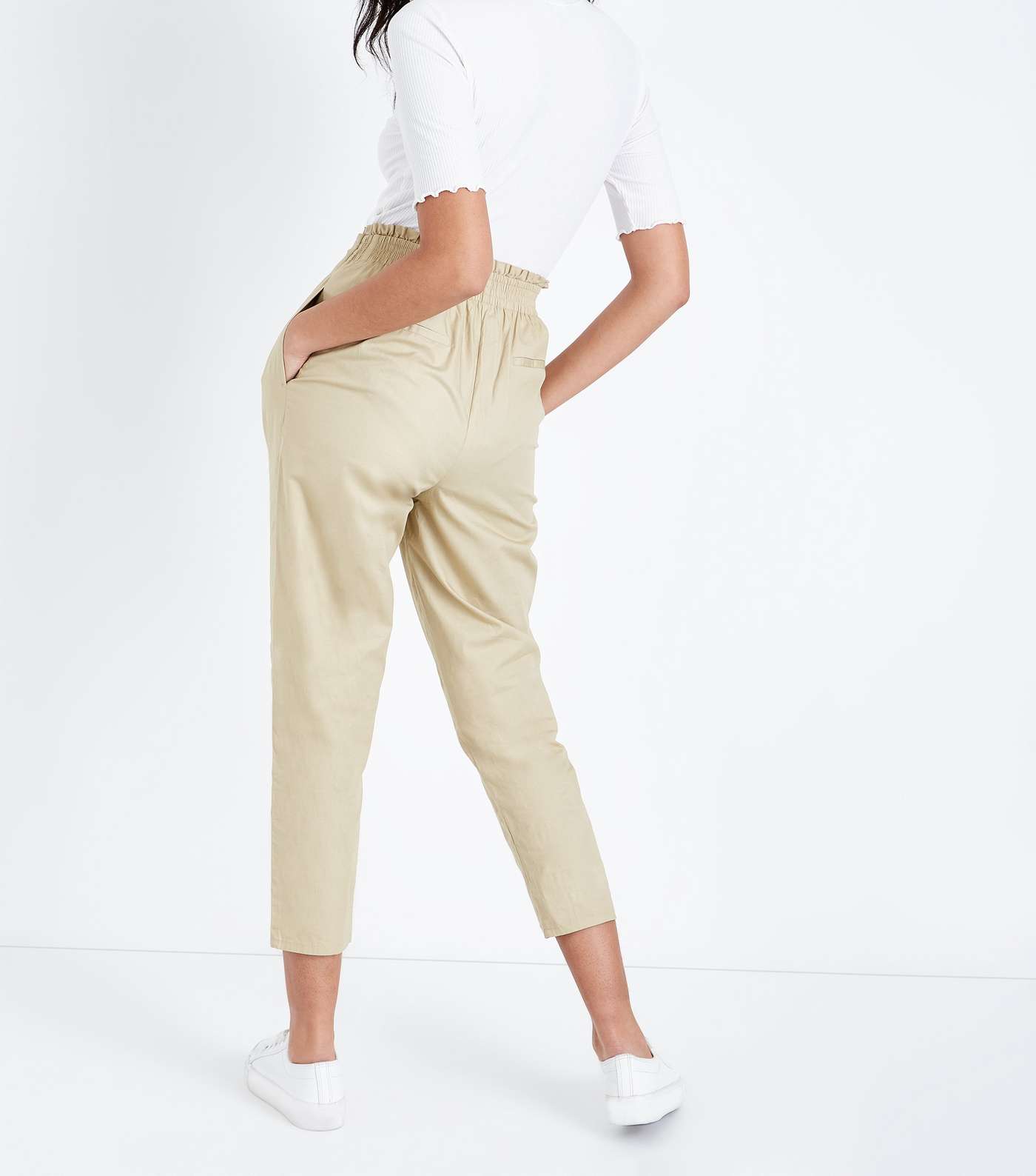 Stone Cotton Paperbag Trousers  Image 3