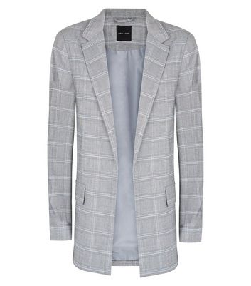 Light Grey Check Blazer New Look