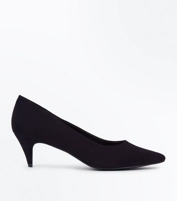 black pointed kitten heel shoes