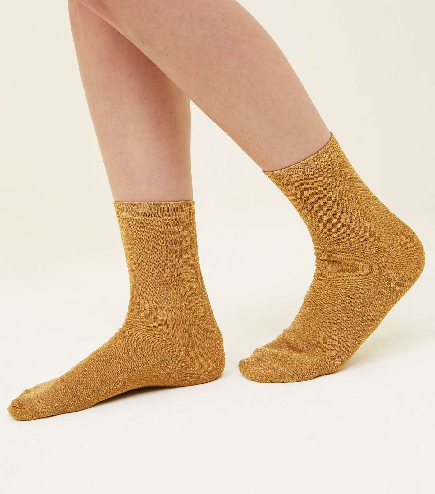Gold Glitter Ankle Socks Image 2