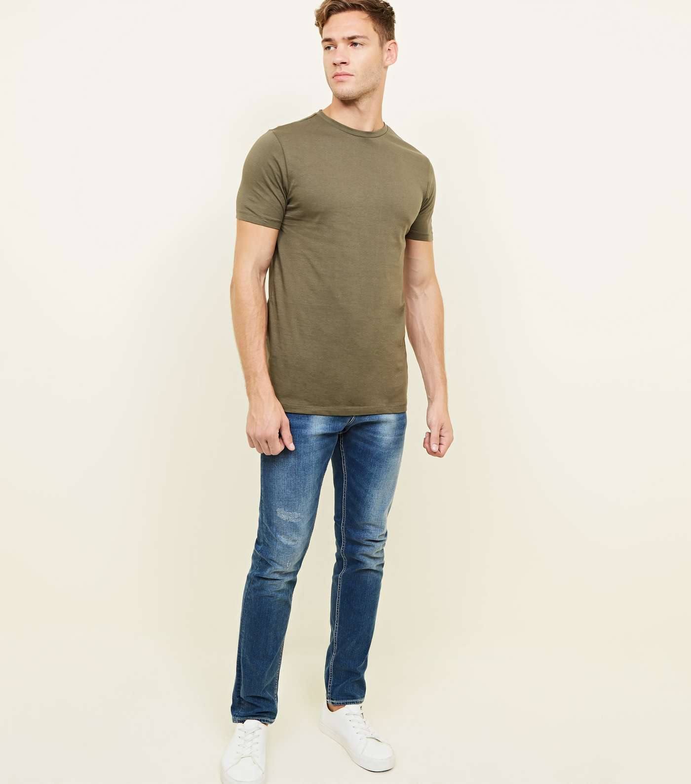 Khaki Short Sleeve Muscle Fit T-Shirt Image 2