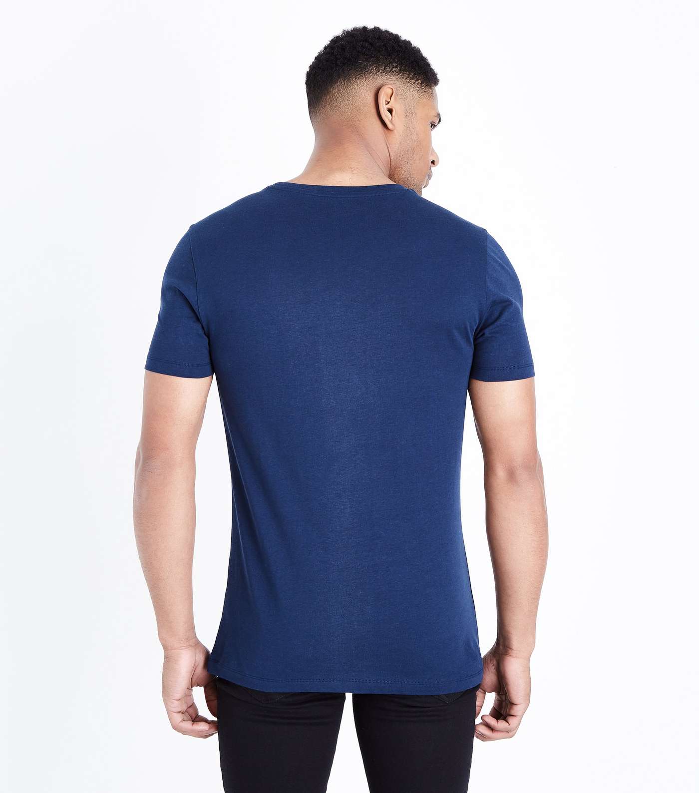 Navy Short Sleeve Muscle Fit T-Shirt Image 3
