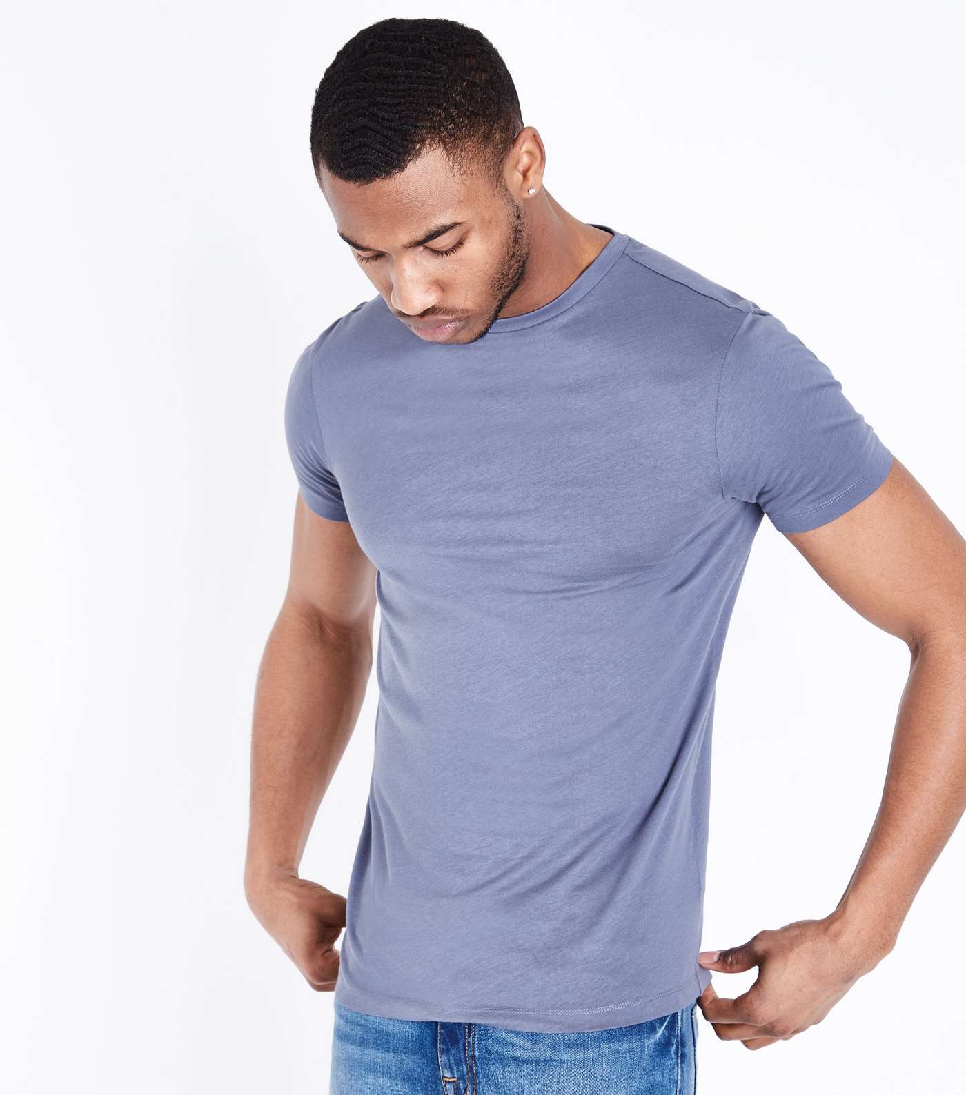 Pale Blue Short Sleeve Muscle Fit T-Shirt