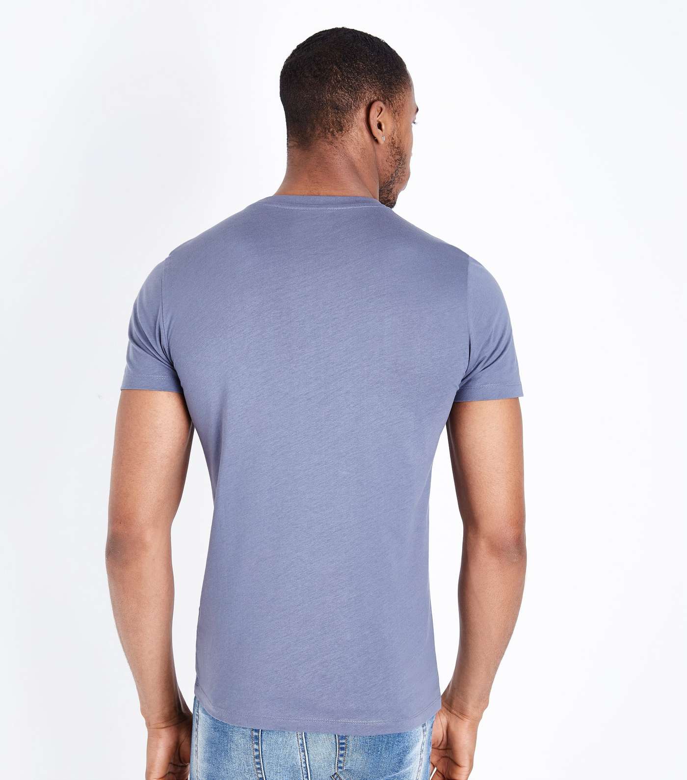 Pale Blue Short Sleeve Muscle Fit T-Shirt Image 3