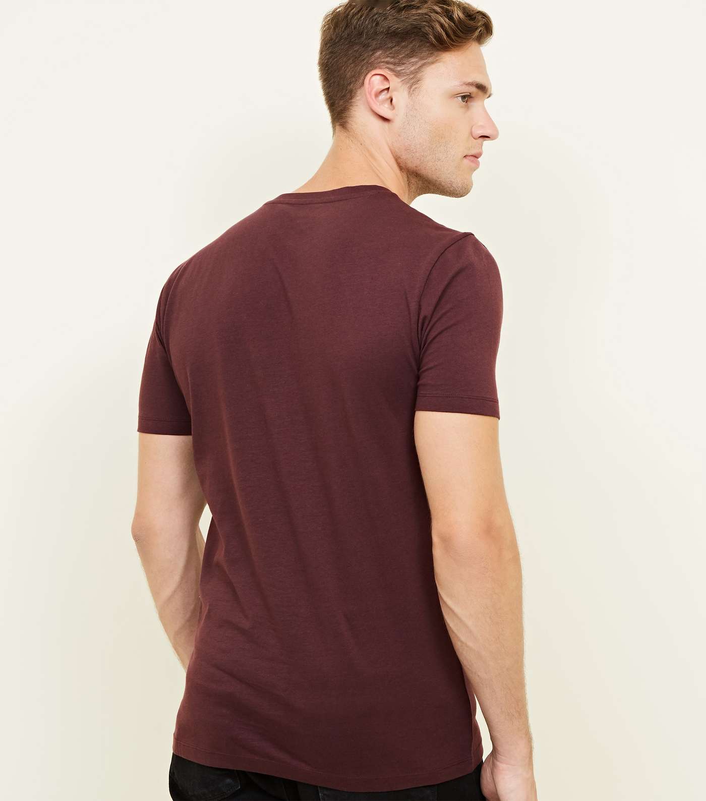Burgundy Short Sleeve Muscle Fit T-Shirt Image 3