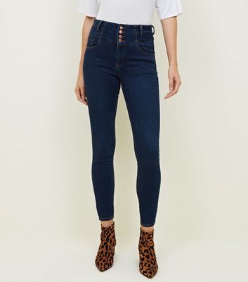 button front high waisted jeans