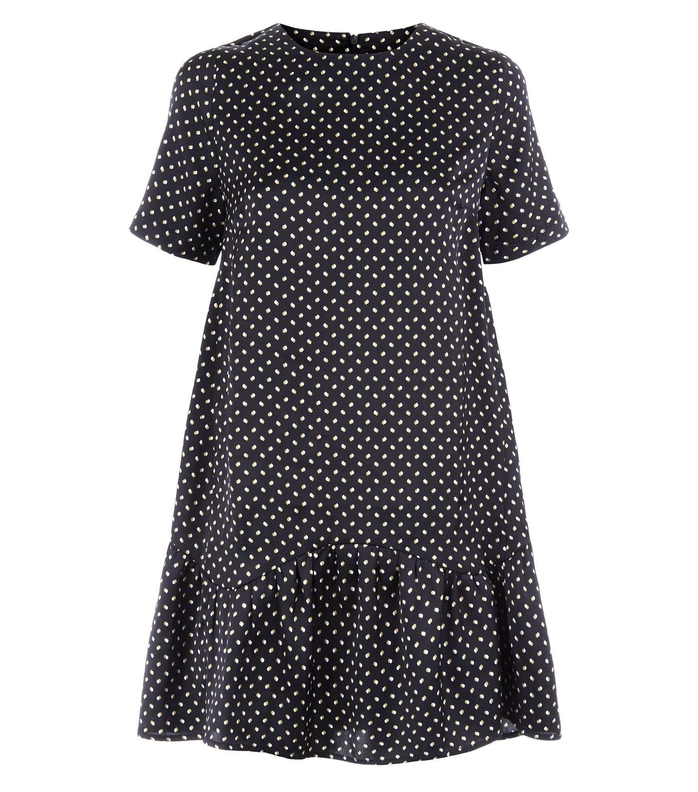 Black Polka Dot Print Drop Hem Dress Image 4