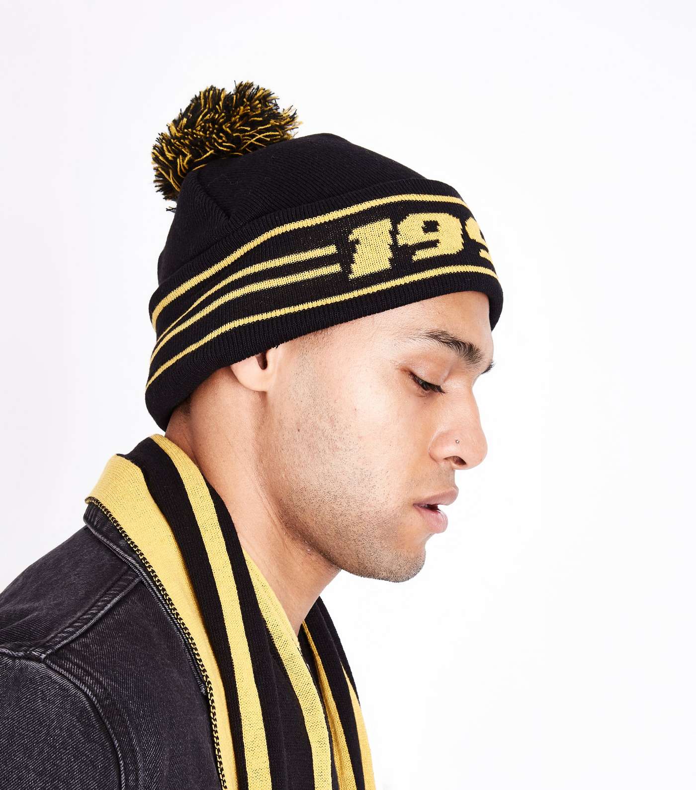 Black And Yellow 1990 Bobble Beanie  Image 2