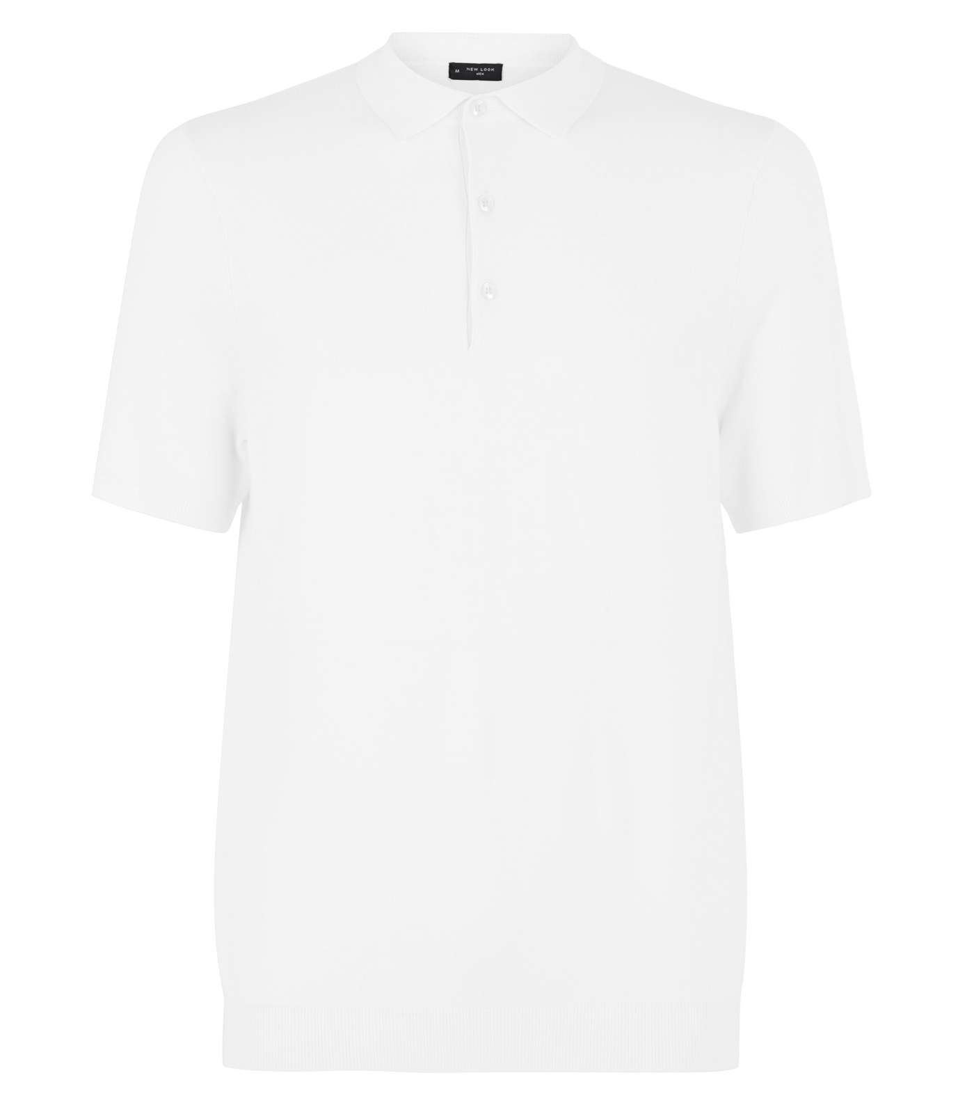 White Knit Muscle Fit Polo Shirt Image 4
