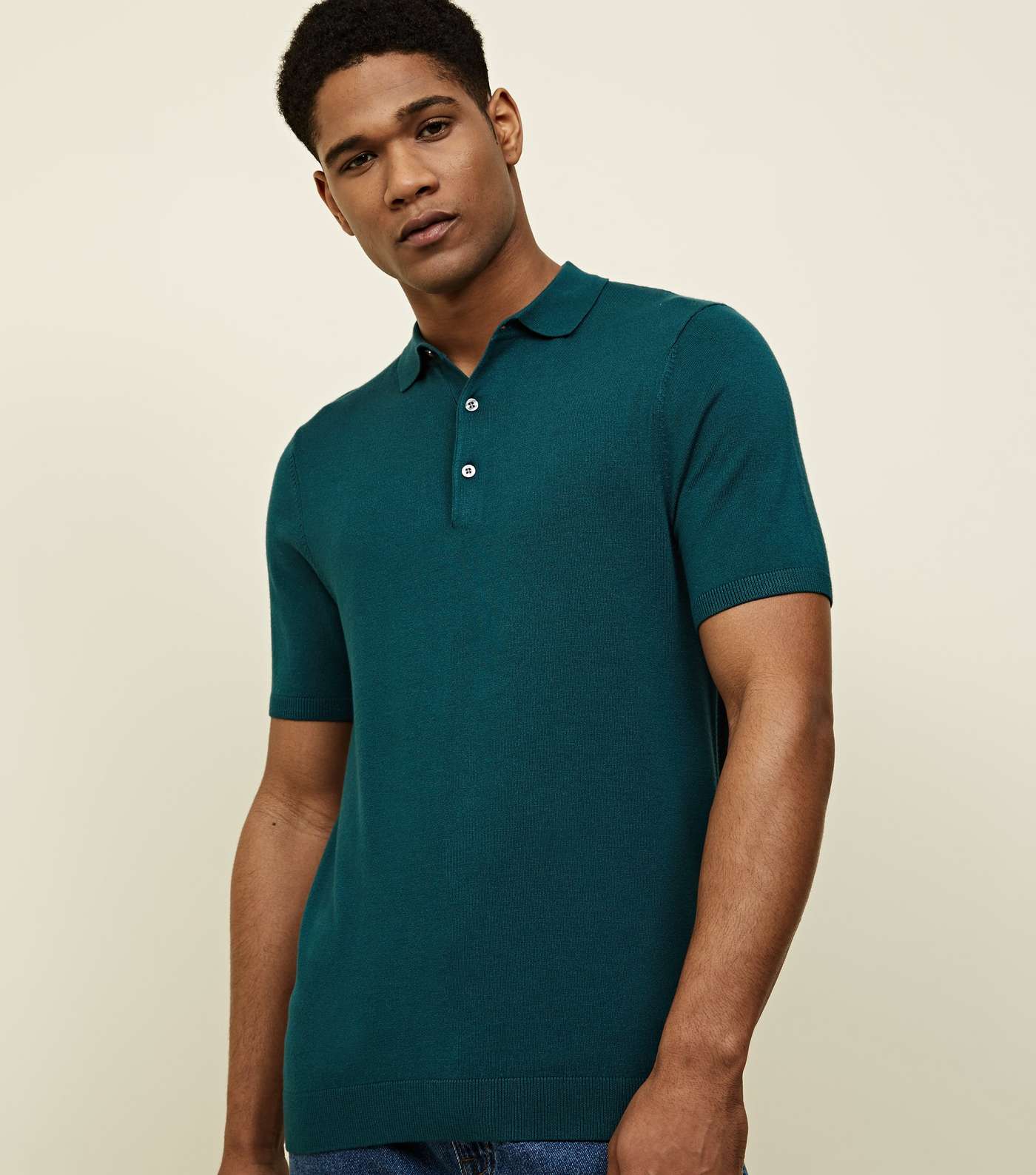 Teal Knit Muscle Fit Polo Shirt