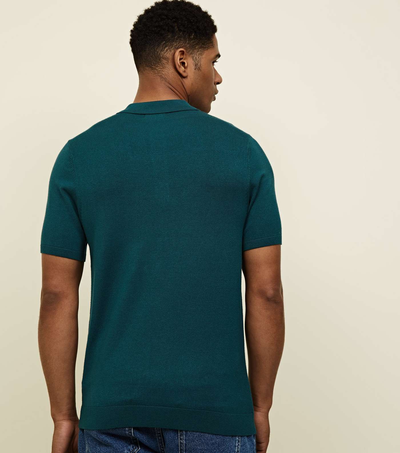 Teal Knit Muscle Fit Polo Shirt Image 3