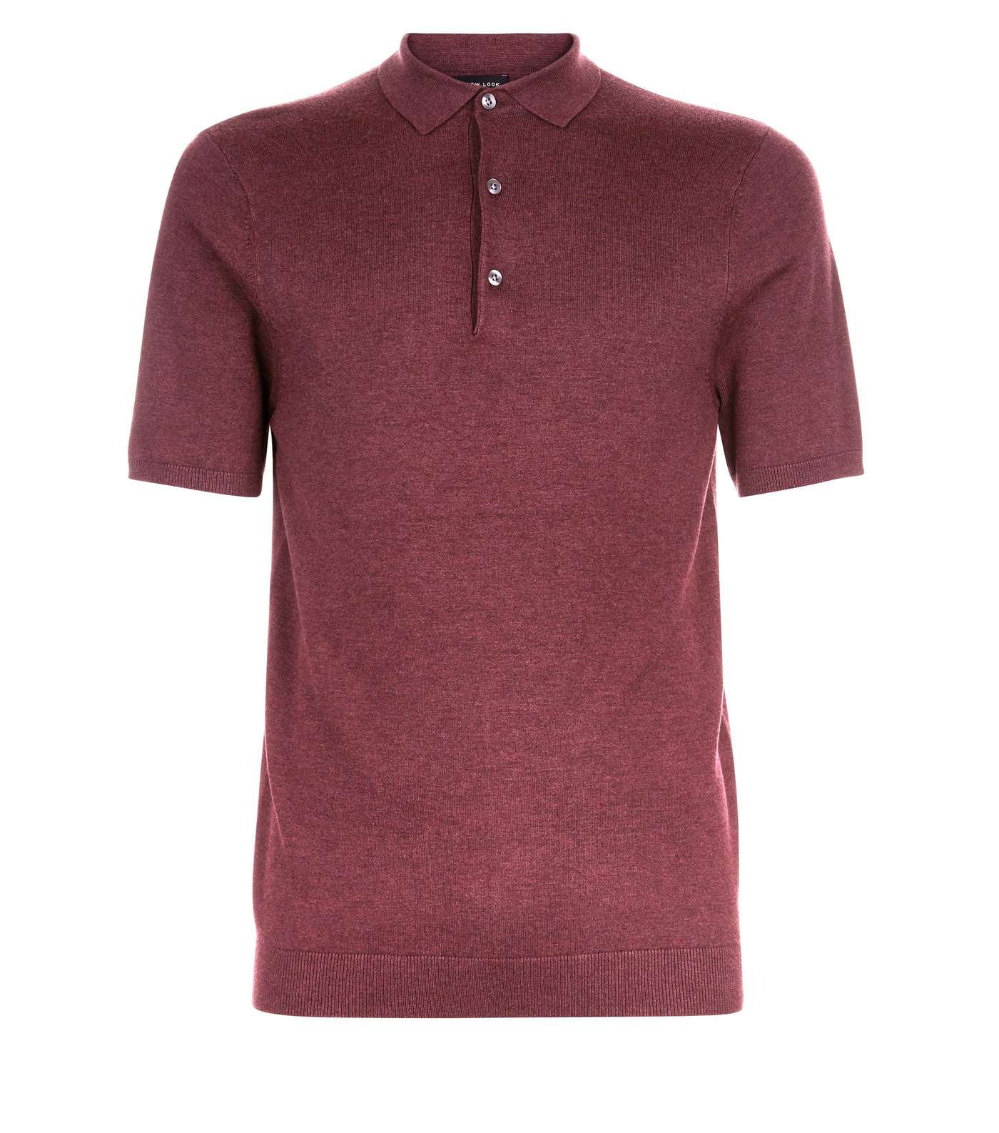 Burgundy Knitted Muscle Fit Polo Shirt Image 4